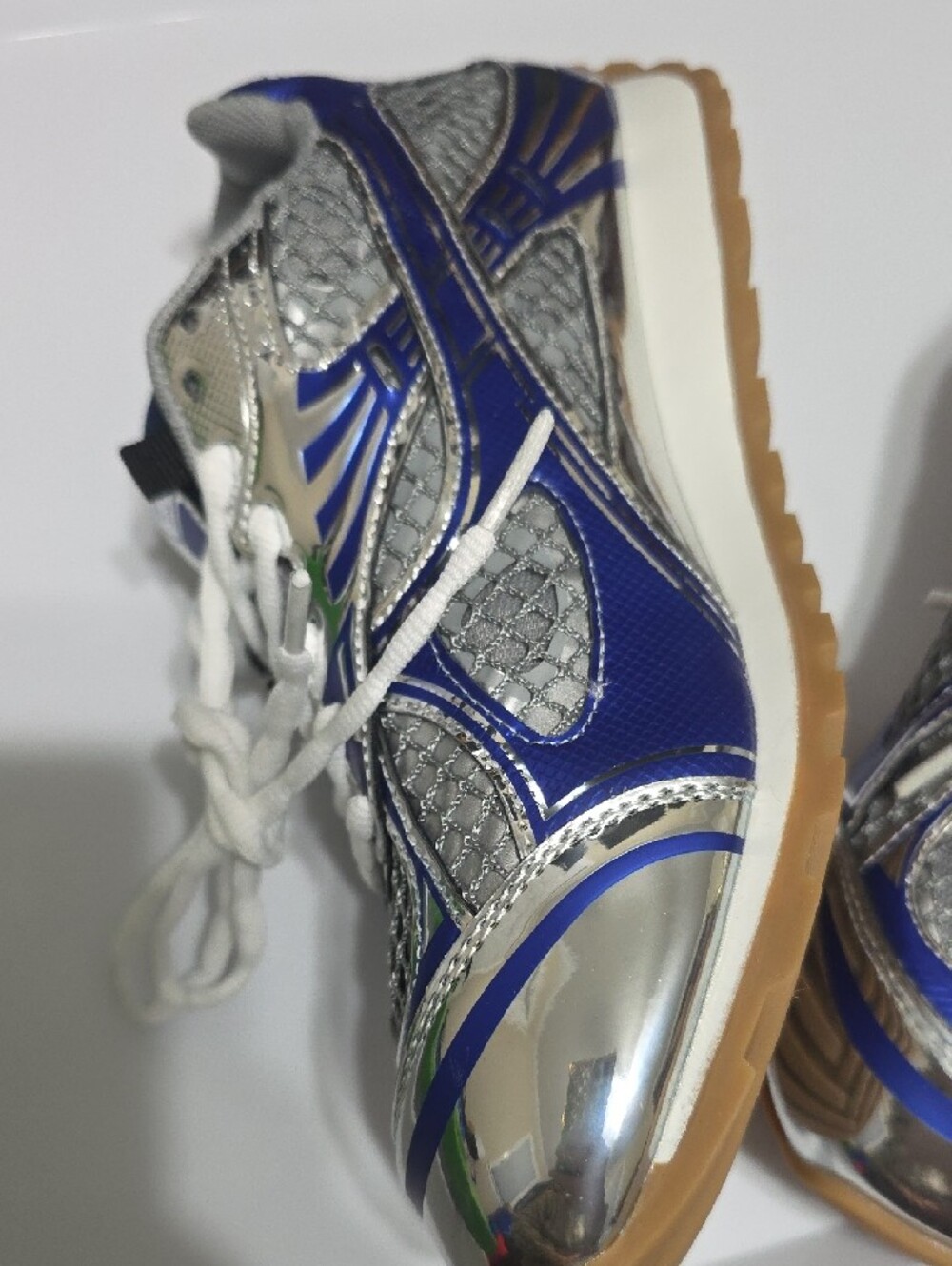 Bottega Veneta Silver & Blue Sneakers - Picture 8 of 10